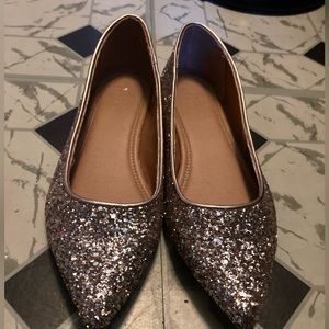 Sparkly Rose Gold Ballet Flats